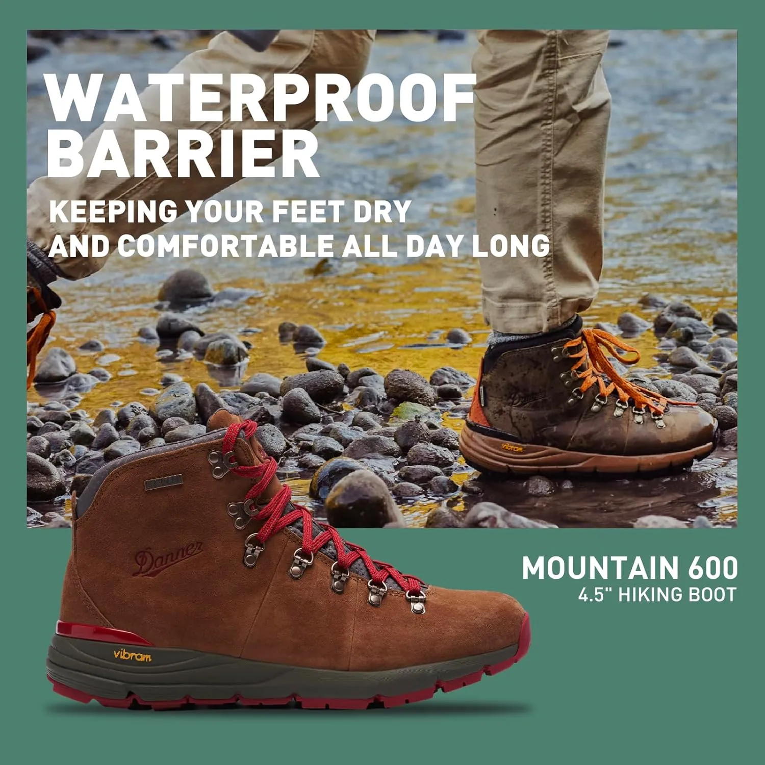 Danner Mountain 600 Waterproof Hiking Boots for Men - Lightweight, Durable Upper, Breathable Lining, Triple-Density Footbed & Vibram Traction Outsole
