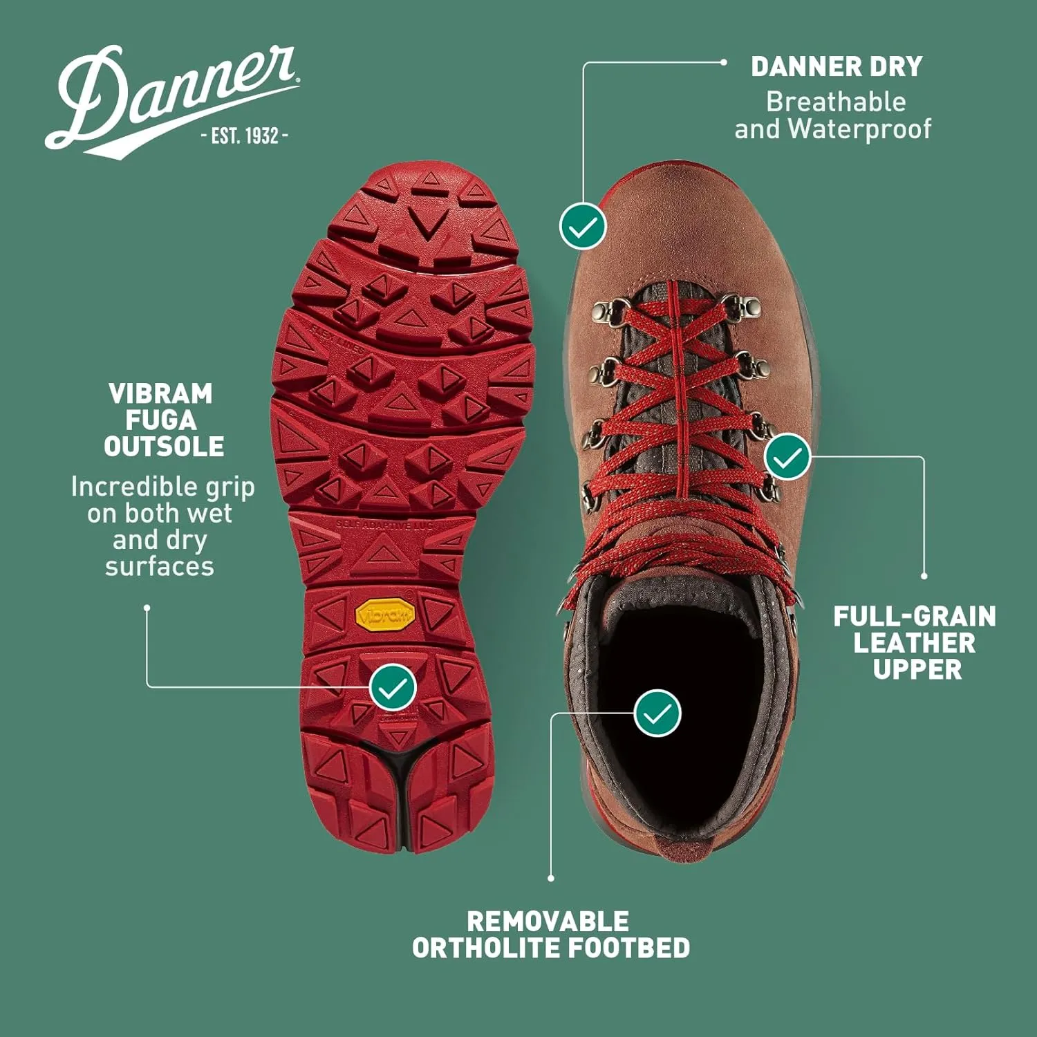 Danner Mountain 600 Waterproof Hiking Boots for Men - Lightweight, Durable Upper, Breathable Lining, Triple-Density Footbed & Vibram Traction Outsole