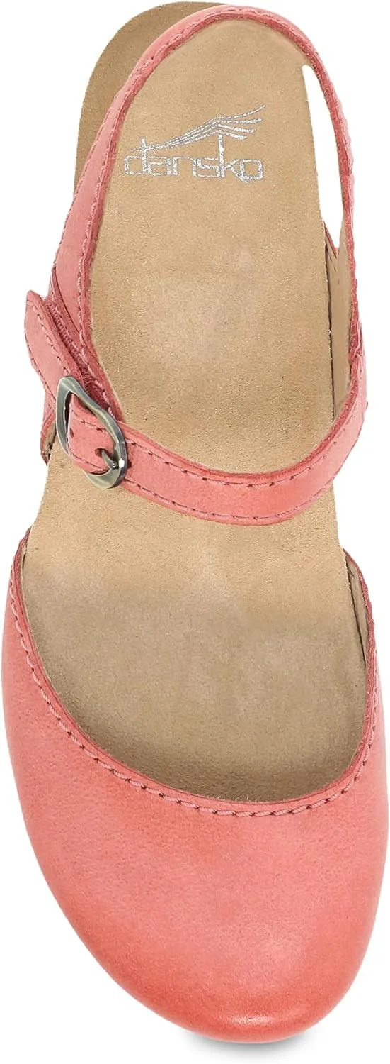Dansko Tiffani Wedge Sandal for Women - Cushioned, Contoured Footbed for All-Day Comfort and Support - Hook & Loop Strap with Buckle Detail - Lightweight Rubber Outsole