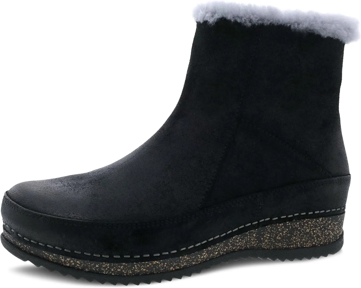 Dansko Women's Mitzy Boot - Lightweight Outsole and Durable, Comfortable Ride on Patented Stapled Construction - Faux Fur Collar and Inside Zip