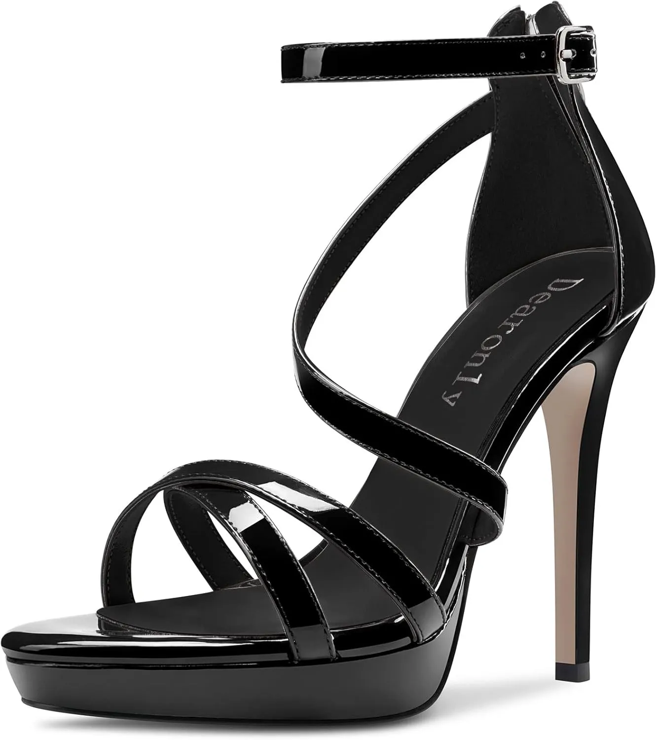DearOnly Women Platform Stiletto High Heel Peep Open Toe Pumps Ankle Strap Zipper Wedding Cute 4.7 Inches Heels