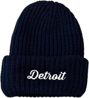 Detroit Thirsty Script Flip Chunky Knit Hat - 100% Super Soft Acrylic