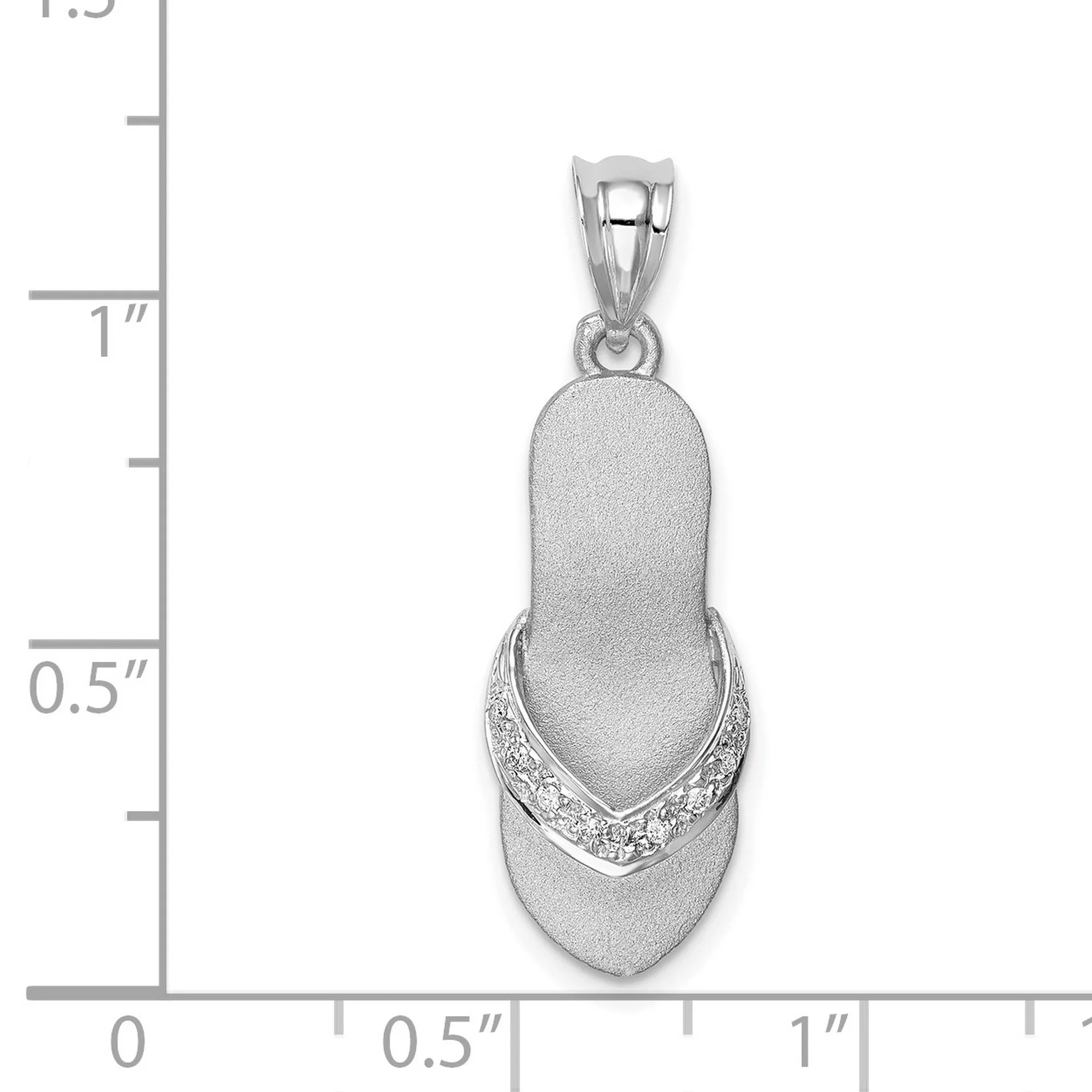 Diamond Accented Flip Flop Charm Pendant in Real 14k White Gold