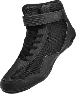 DimaiGlobal Men's Wrestling Shoe Fitness Sneaker Boxing Shoes Zero Drop Sole High Top Fighting Shoes Taekwondo Karate Martial Arts Training Shoes