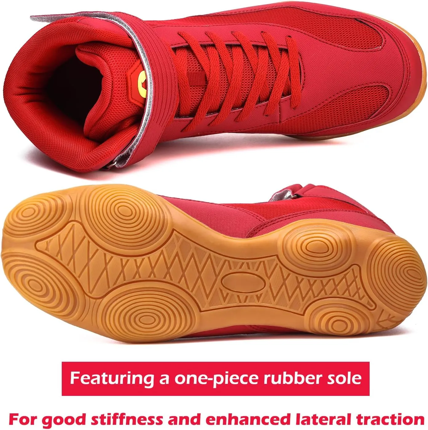 DimaiGlobal Men's Wrestling Shoe Fitness Sneaker Boxing Shoes Zero Drop Sole High Top Fighting Shoes Taekwondo Karate Martial Arts Training Shoes