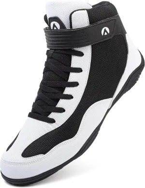 DimaiGlobal Men's Wrestling Shoe Fitness Sneaker Boxing Shoes Zero Drop Sole High Top Fighting Shoes Taekwondo Karate Martial Arts Training Shoes