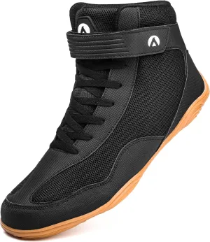 DimaiGlobal Men's Wrestling Shoe Fitness Sneaker Boxing Shoes Zero Drop Sole High Top Fighting Shoes Taekwondo Karate Martial Arts Training Shoes