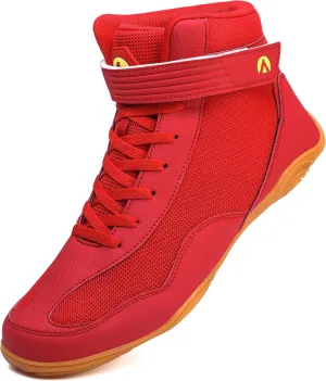 DimaiGlobal Men's Wrestling Shoe Fitness Sneaker Boxing Shoes Zero Drop Sole High Top Fighting Shoes Taekwondo Karate Martial Arts Training Shoes