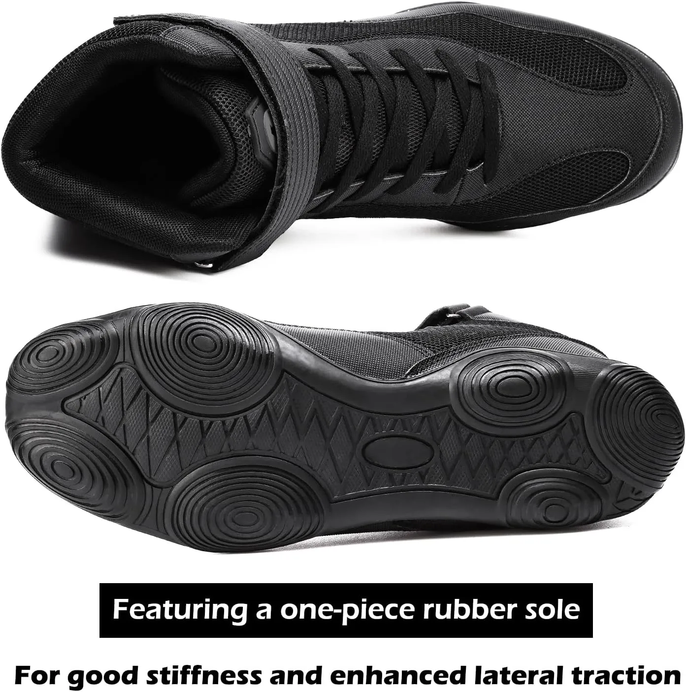 DimaiGlobal Men's Wrestling Shoe Fitness Sneaker Boxing Shoes Zero Drop Sole High Top Fighting Shoes Taekwondo Karate Martial Arts Training Shoes