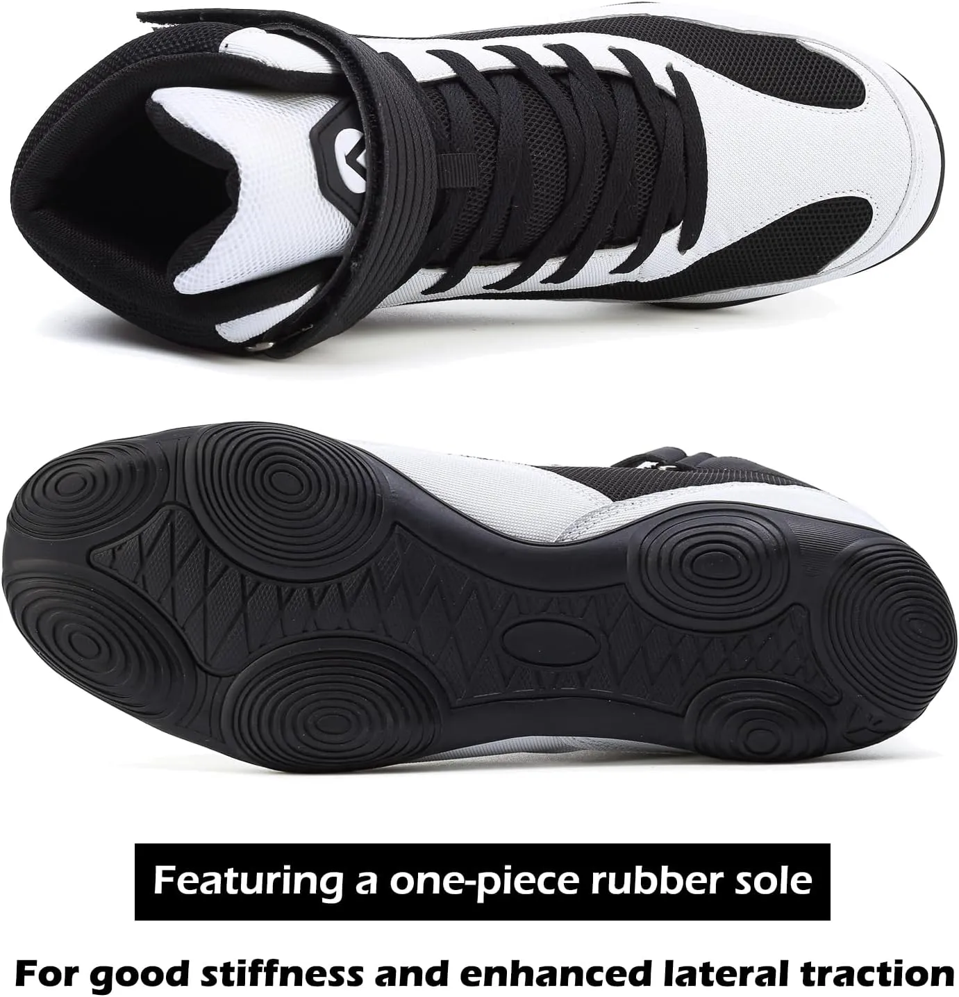 DimaiGlobal Men's Wrestling Shoe Fitness Sneaker Boxing Shoes Zero Drop Sole High Top Fighting Shoes Taekwondo Karate Martial Arts Training Shoes