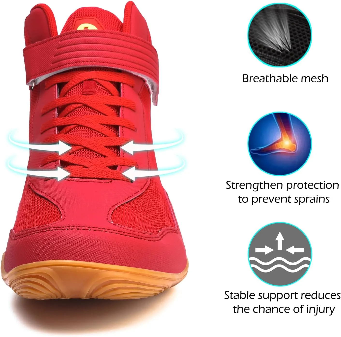DimaiGlobal Men's Wrestling Shoe Fitness Sneaker Boxing Shoes Zero Drop Sole High Top Fighting Shoes Taekwondo Karate Martial Arts Training Shoes