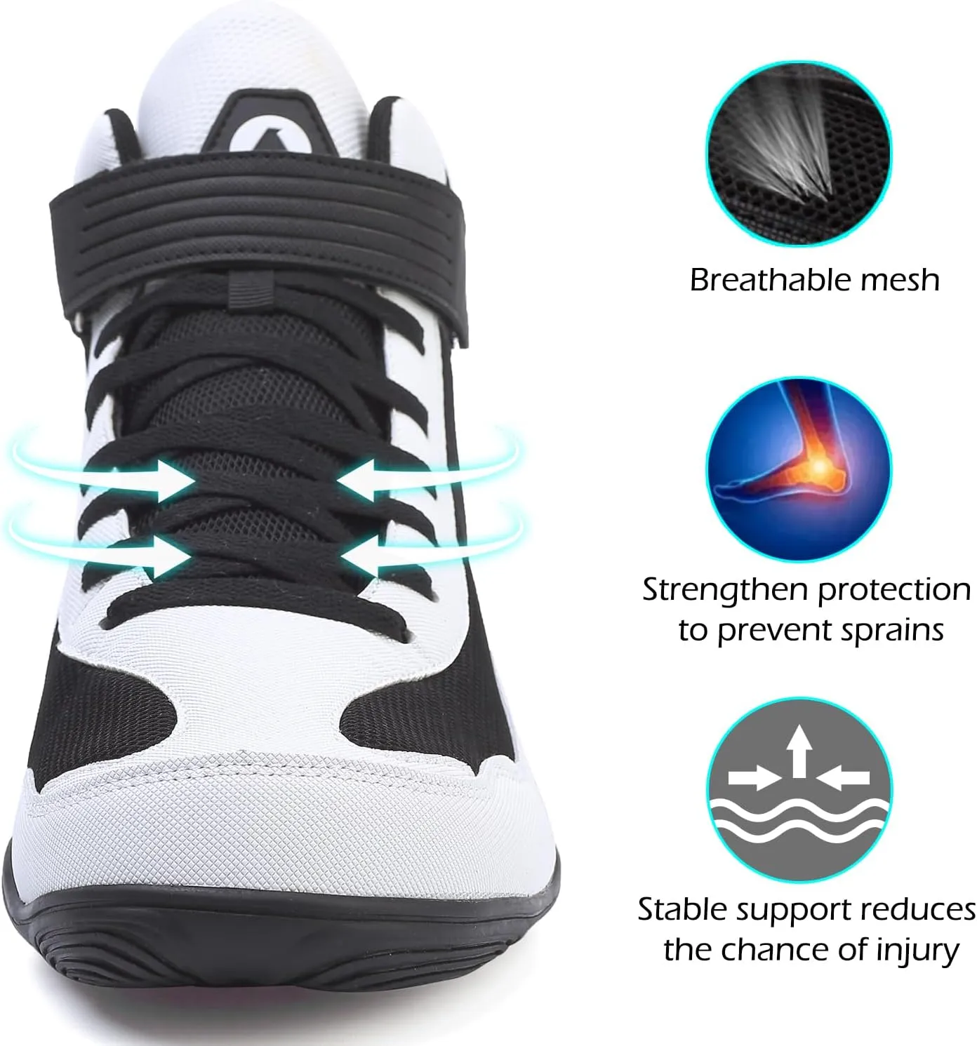 DimaiGlobal Men's Wrestling Shoe Fitness Sneaker Boxing Shoes Zero Drop Sole High Top Fighting Shoes Taekwondo Karate Martial Arts Training Shoes