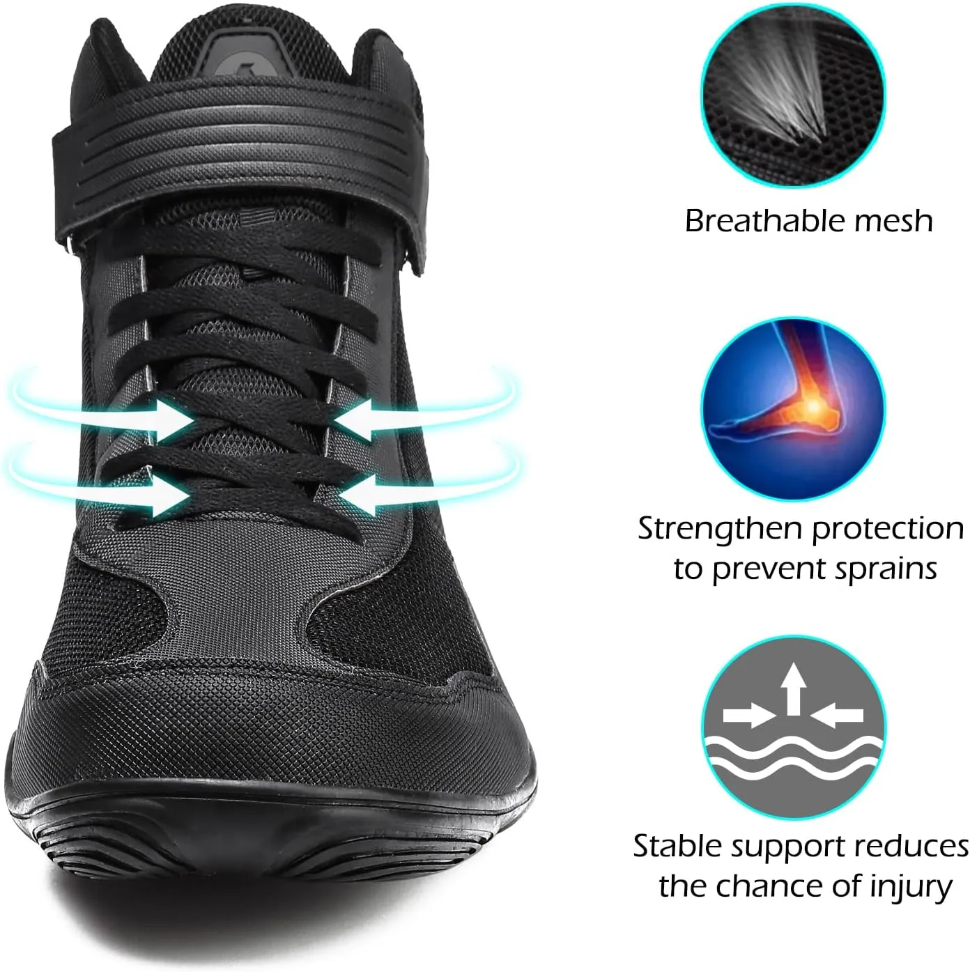 DimaiGlobal Men's Wrestling Shoe Fitness Sneaker Boxing Shoes Zero Drop Sole High Top Fighting Shoes Taekwondo Karate Martial Arts Training Shoes