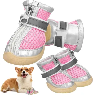 Dog Apparel 4-Piece Dog Booties for Small Dogs Dog Shoes Breathable Nonslip and Stylish