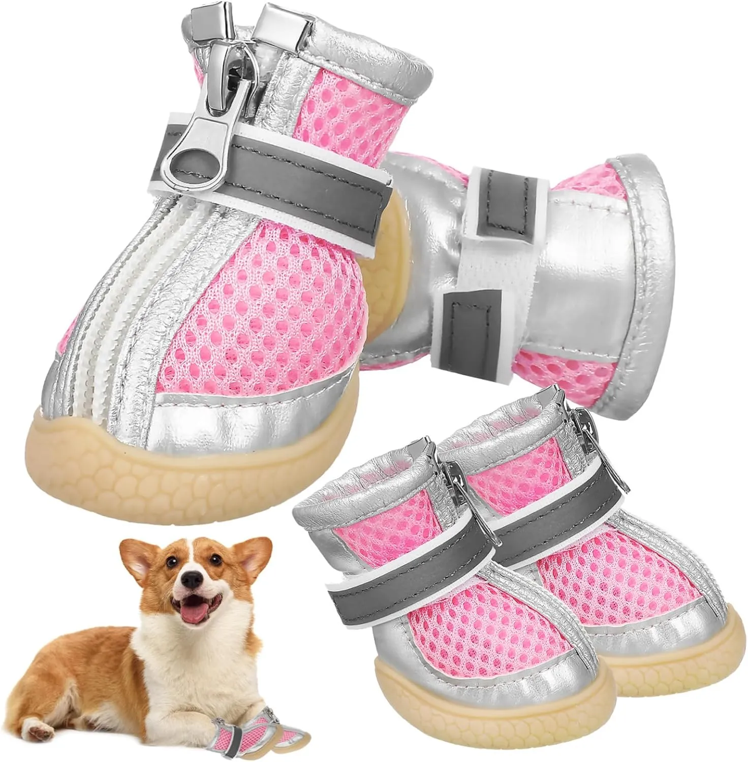 Dog Apparel 4-Piece Dog Booties for Small Dogs Dog Shoes Breathable Nonslip and Stylish