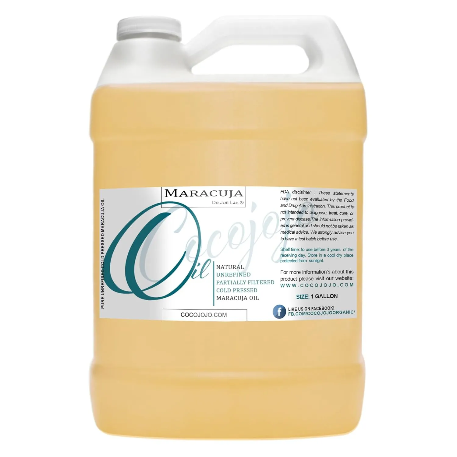 Dr Joe Lab Maracuja Oil - Pure, Partially Filtered, Cold Pressed, Non GMO, Passion Fruit Seed Bulk - 128 oz - 1 Gallon - for Skin, Hair, Nails, Body, Face & Beard