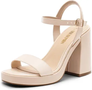 DREAM PAIRS Heels for Women Block Chunky Platform High Heels Open Toe GISELLE Fashion Wedding Party Evening Prom Dance Ankle Strap Dress Pump Sandals Shoes