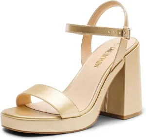 DREAM PAIRS Heels for Women Block Chunky Platform High Heels Open Toe GISELLE Fashion Wedding Party Evening Prom Dance Ankle Strap Dress Pump Sandals Shoes
