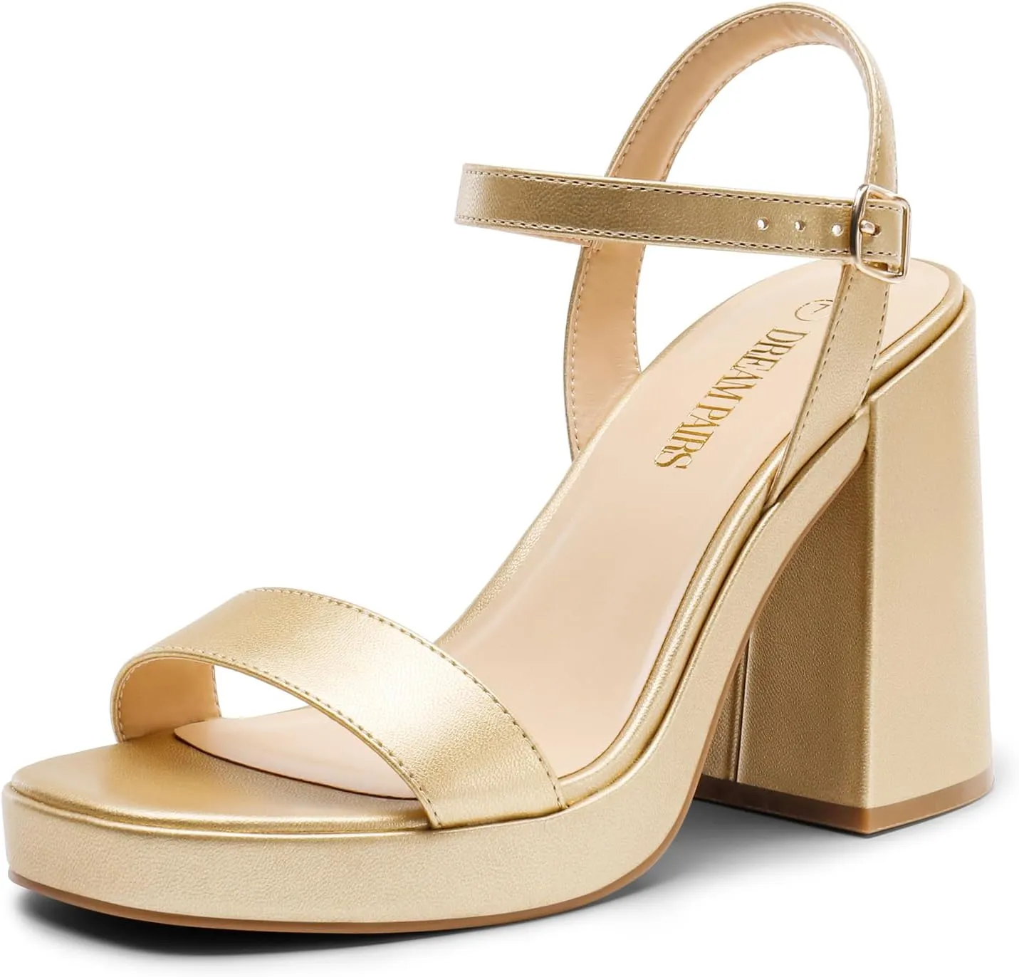 DREAM PAIRS Heels for Women Block Chunky Platform High Heels Open Toe GISELLE Fashion Wedding Party Evening Prom Dance Ankle Strap Dress Pump Sandals Shoes