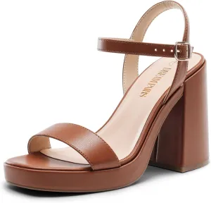 DREAM PAIRS Heels for Women Block Chunky Platform High Heels Open Toe GISELLE Fashion Wedding Party Evening Prom Dance Ankle Strap Dress Pump Sandals Shoes