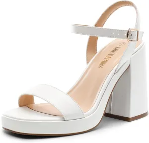 DREAM PAIRS Heels for Women Block Chunky Platform High Heels Open Toe GISELLE Fashion Wedding Party Evening Prom Dance Ankle Strap Dress Pump Sandals Shoes