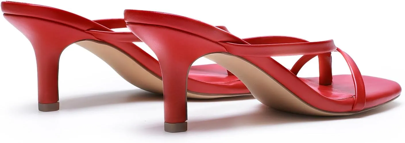 DREAM PAIRS Heels for Women Flip Flops Kitten Low Heels Open Square Toe Thong Heeled Sandals, Sexy Fashion Comfort Shoes for Party Casual Slides
