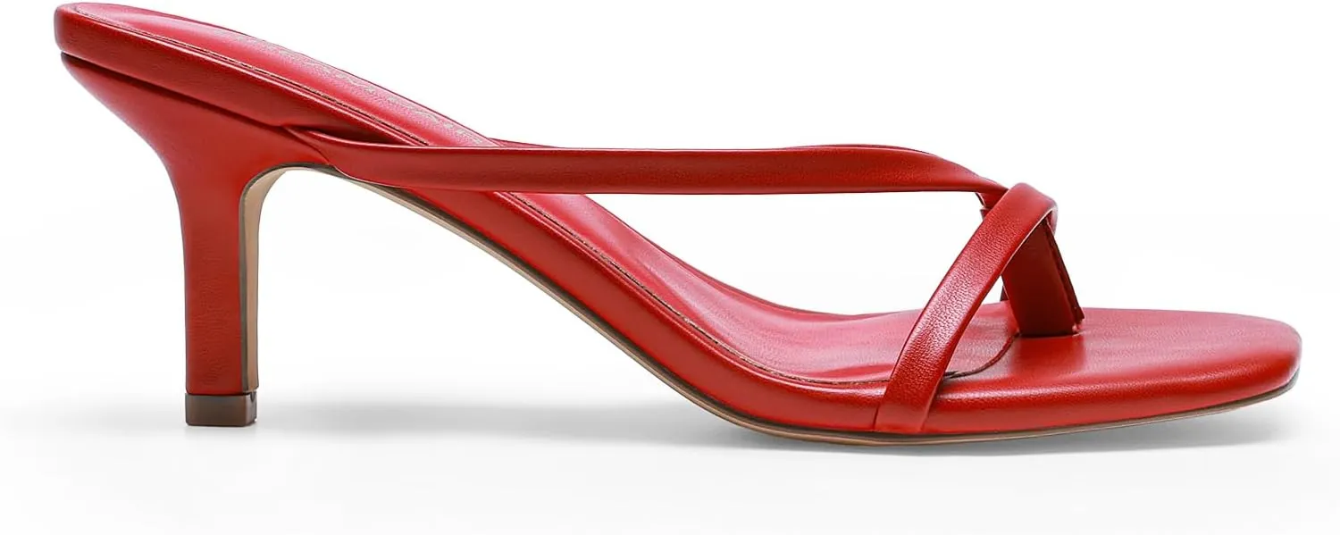 DREAM PAIRS Heels for Women Flip Flops Kitten Low Heels Open Square Toe Thong Heeled Sandals, Sexy Fashion Comfort Shoes for Party Casual Slides