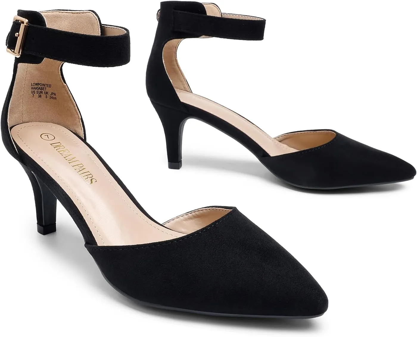 DREAM PAIRS Kitten Heel Low Heel for Women Closed Pointed Toe Pumps Wedding Party Sexy Dress Shoes Lowpointed