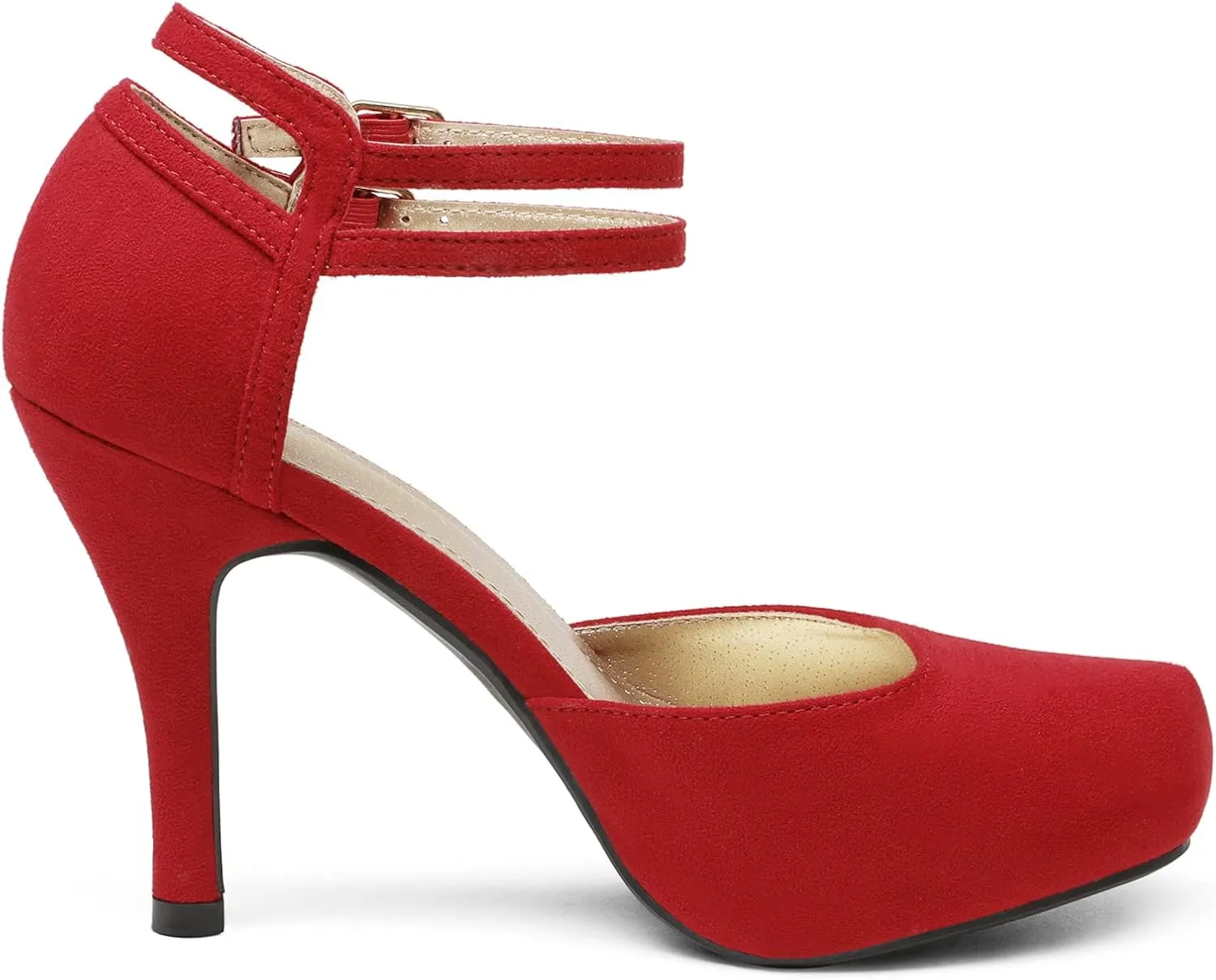 DREAM PAIRS Office-02 Women's Classy Mary Jane Double Ankle Strap Almond Toe High Heel Pumps