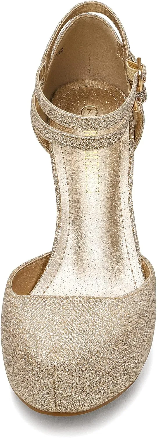 DREAM PAIRS Office-02 Women's Classy Mary Jane Double Ankle Strap Almond Toe High Heel Pumps