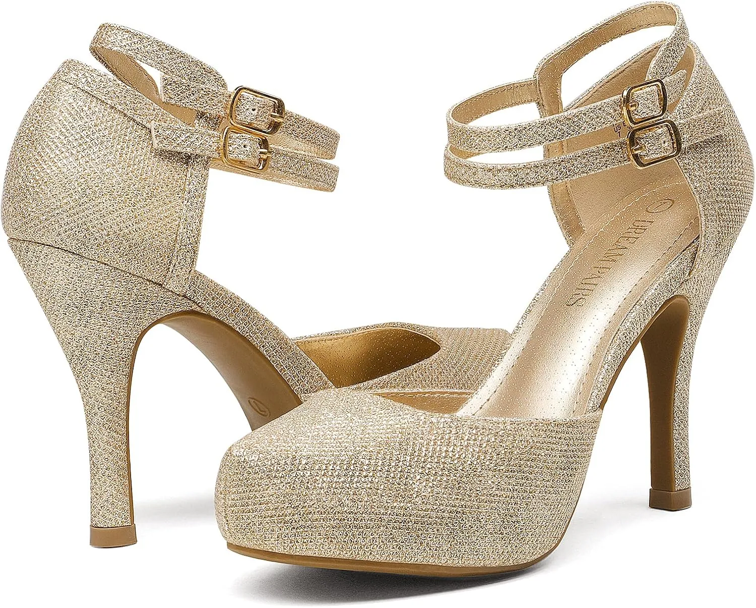 DREAM PAIRS Office-02 Women's Classy Mary Jane Double Ankle Strap Almond Toe High Heel Pumps