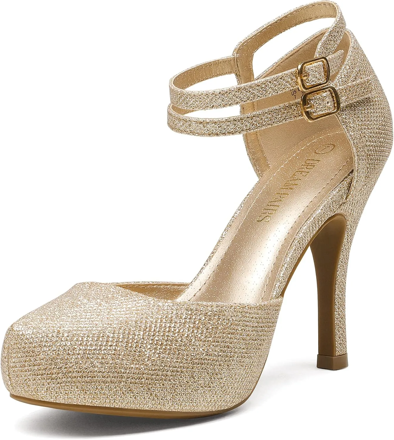 DREAM PAIRS Office-02 Women's Classy Mary Jane Double Ankle Strap Almond Toe High Heel Pumps
