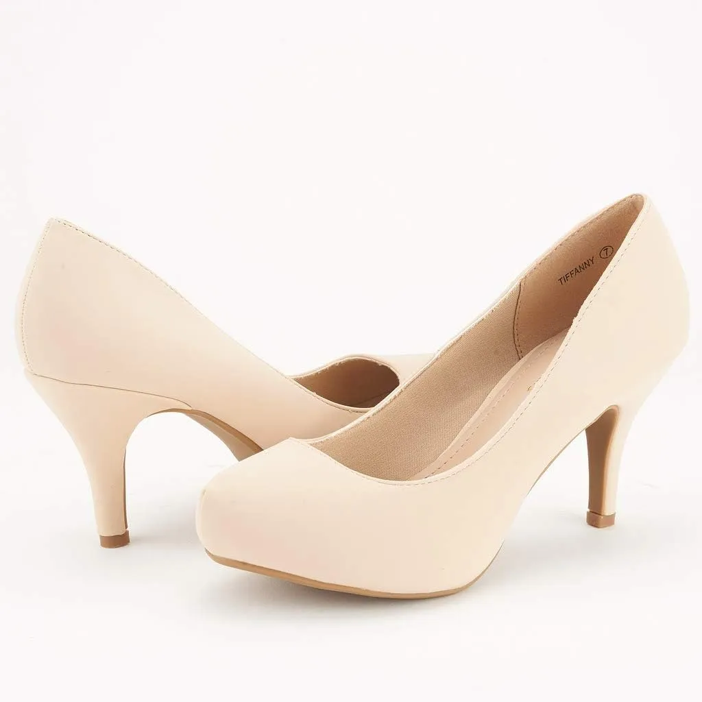 DREAM PAIRS Tiffany Women's Classic Elegant Versatile Low Stiletto Heel Dress Platform Pumps Shoes