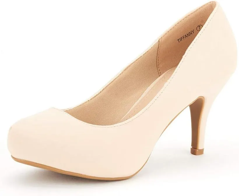 DREAM PAIRS Tiffany Women's Classic Elegant Versatile Low Stiletto Heel Dress Platform Pumps Shoes
