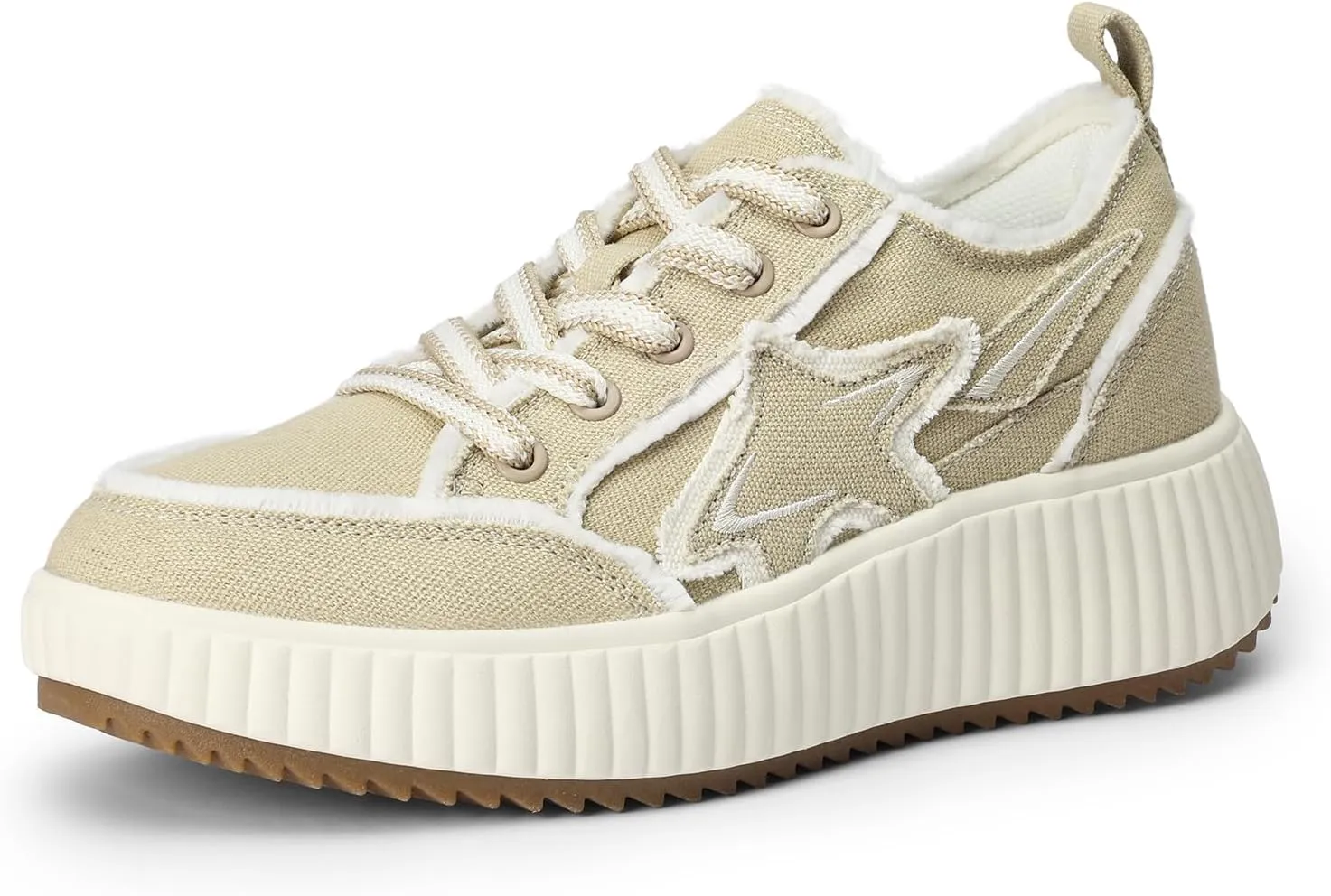 DREAM PAIRS Women Platform Chunky Lightweight Comfortable Casual Denim Fabric Lace-Up Kay Walking Fashion Sneakers