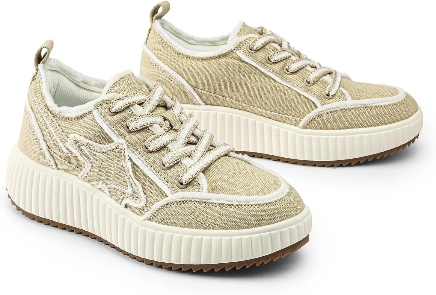 DREAM PAIRS Women Platform Chunky Lightweight Comfortable Casual Denim Fabric Lace-Up Kay Walking Fashion Sneakers