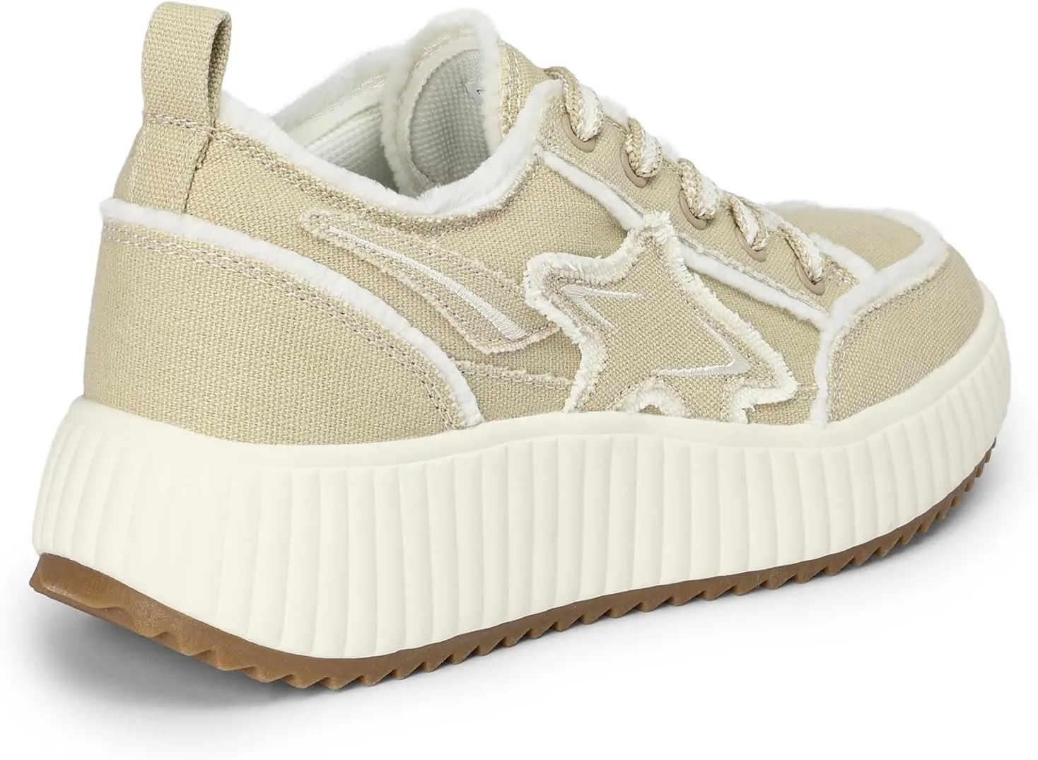 DREAM PAIRS Women Platform Chunky Lightweight Comfortable Casual Denim Fabric Lace-Up Kay Walking Fashion Sneakers