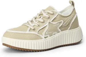 DREAM PAIRS Women Platform Chunky Lightweight Comfortable Casual Denim Fabric Lace-Up Kay Walking Fashion Sneakers