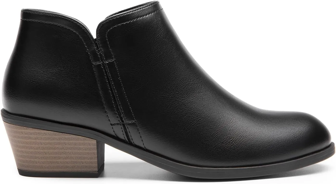 DREAM PAIRS Women's Ankle Boots Low Chunky Heel Comfortable Short Fall Booties Shoes