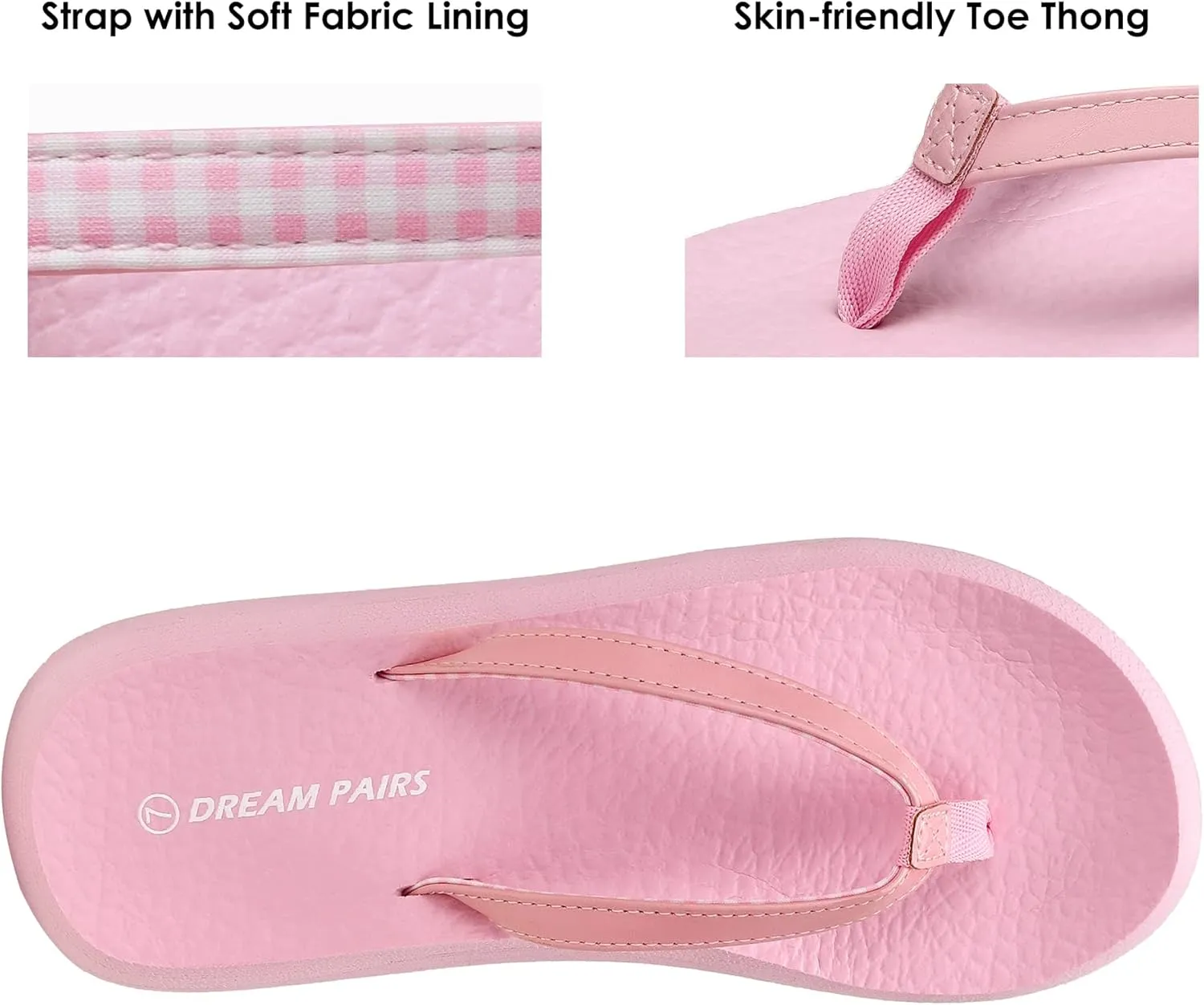 DREAM PAIRS Women's Arch Support Flip Flops Comfortable Soft Cushion Summer Beach Thong Sandals