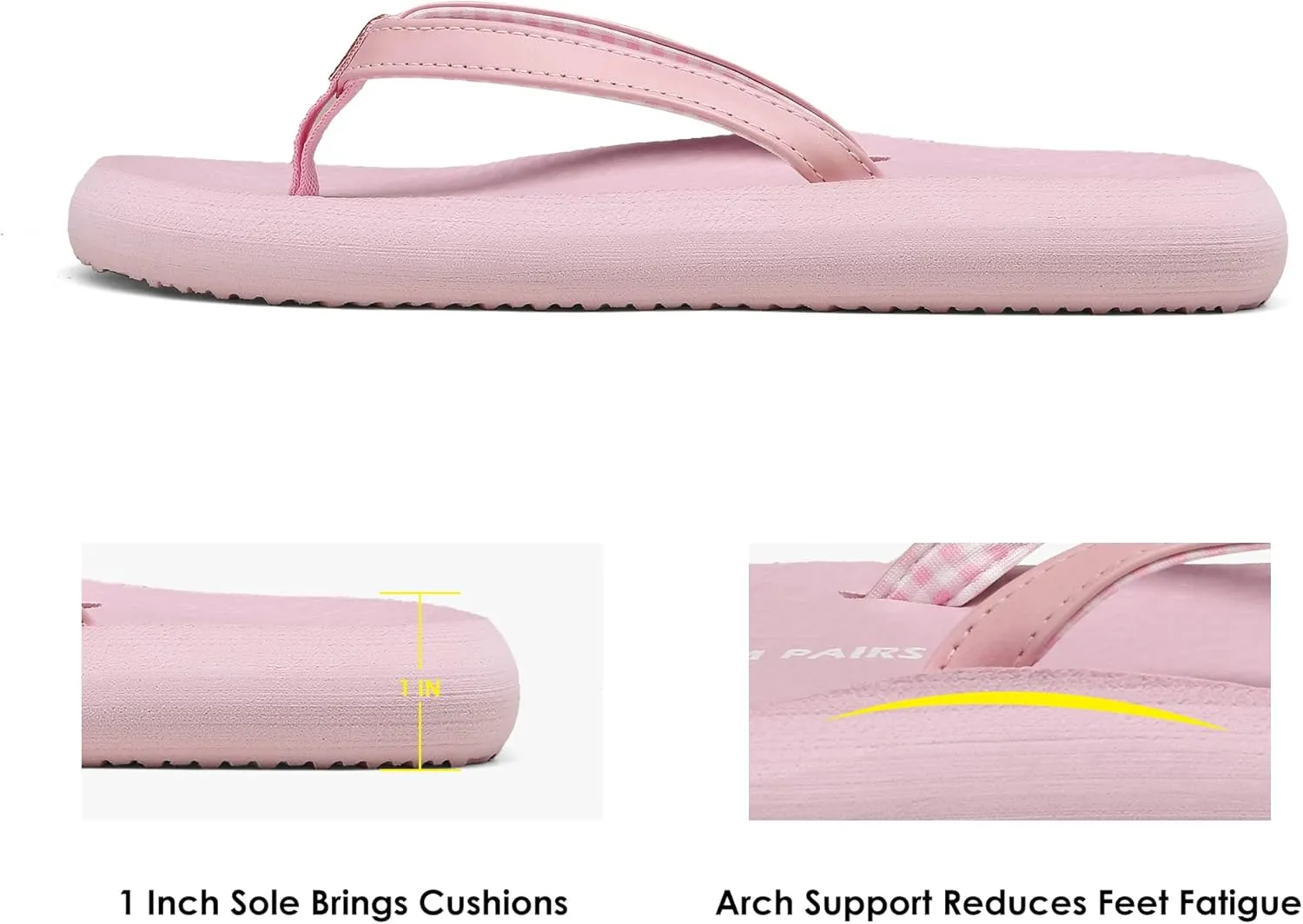 DREAM PAIRS Women's Arch Support Flip Flops Comfortable Soft Cushion Summer Beach Thong Sandals