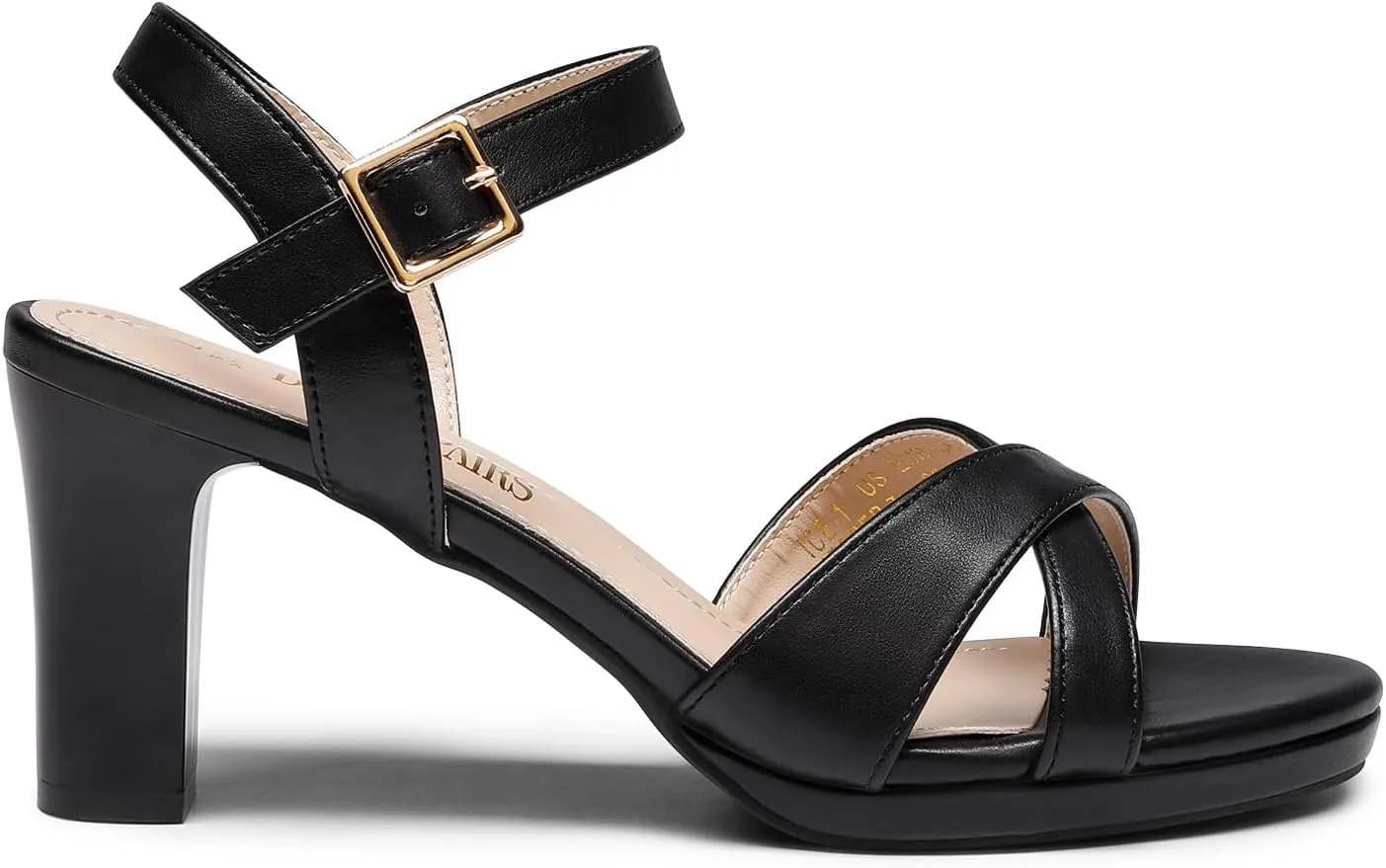 DREAM PAIRS Women's Chunky Heels Open Toe Ankle Strap Sparkly Heels Pump Sandals