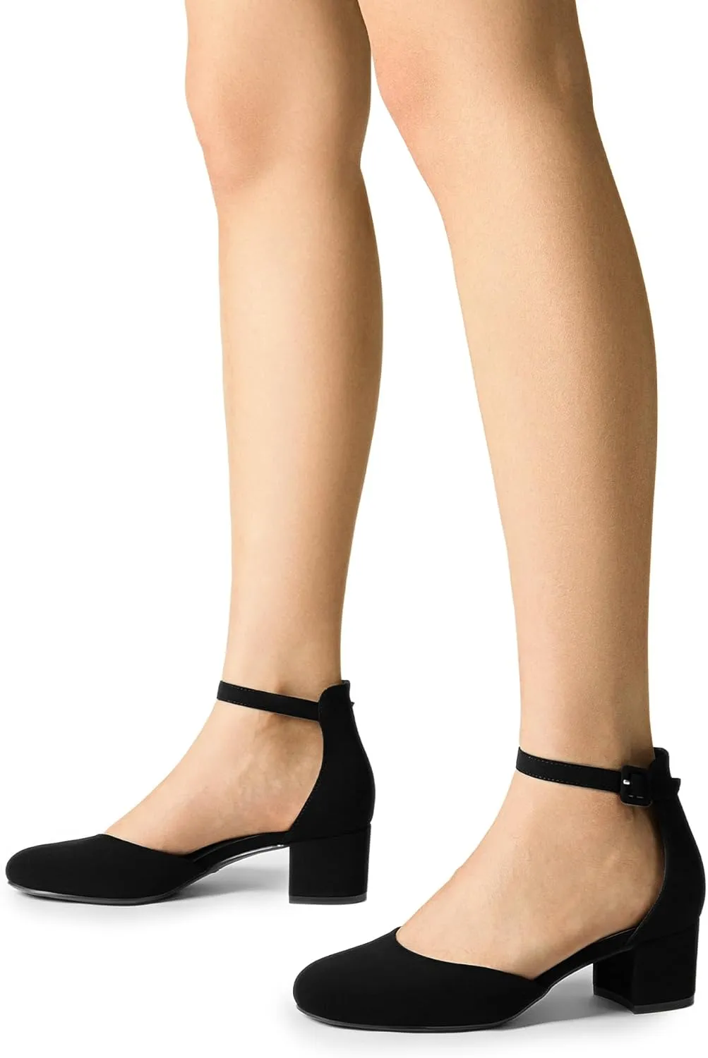 DREAM PAIRS Women's Closed Round Toe Low Block Heels Ankle Strap Chunky Heel Pumps Dress Wedding Office Party Shoes