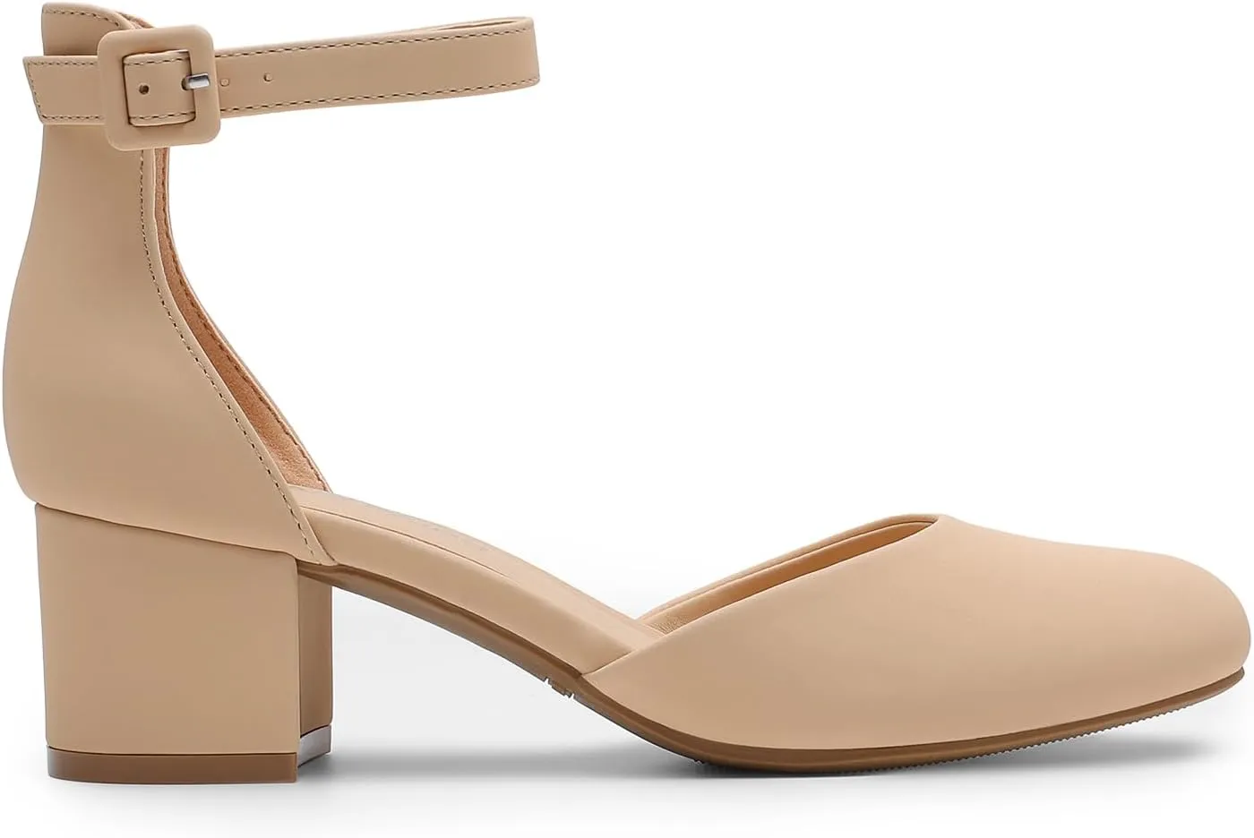 DREAM PAIRS Women's Closed Round Toe Low Block Heels Ankle Strap Chunky Heel Pumps Dress Wedding Office Party Shoes
