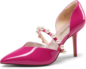 DREAM PAIRS Women's Closed Toe High Heels Stiletto Pointed Toe Strappy Pearl Elegant D'Orsay Dress Wedding Party Pumps Shoes