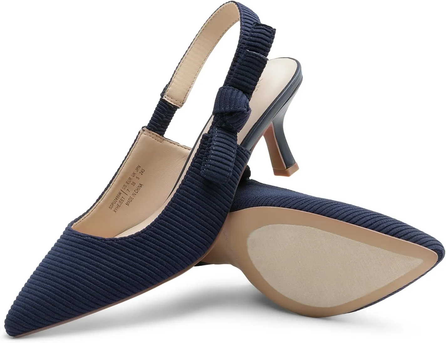 DREAM PAIRS Women's Kitten Heels Slingback Closed Toe Low Pumps Dress Bridal Elegant Wedding Casual Shoes