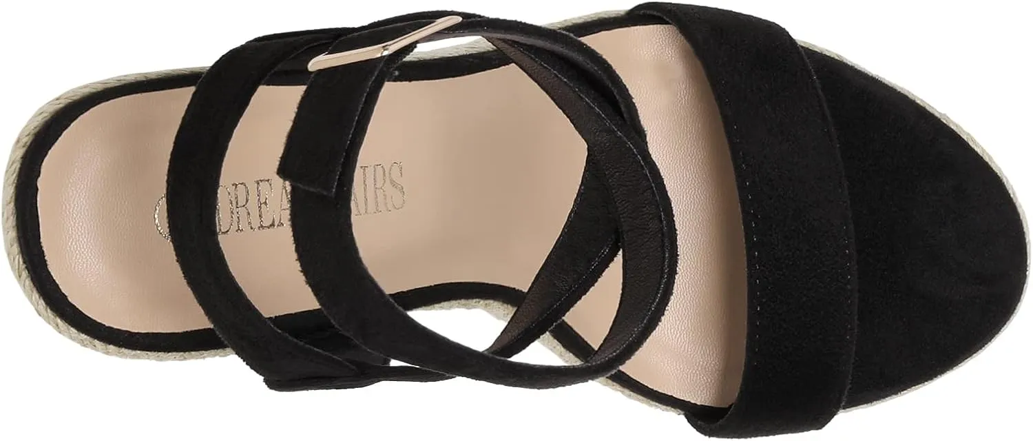 DREAM PAIRS Womens Open Toe Espadrilles Dressy Platform Sandals Buckle Ankle Strap Stylish Wedges Sandals