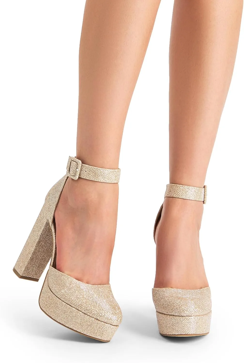DREAM PAIRS Women's Platform High Chunky Heels Closed Toe Block Ankle Strap Dress Buckle Round Toe Wedding Party Comfortable Pumps Shoes