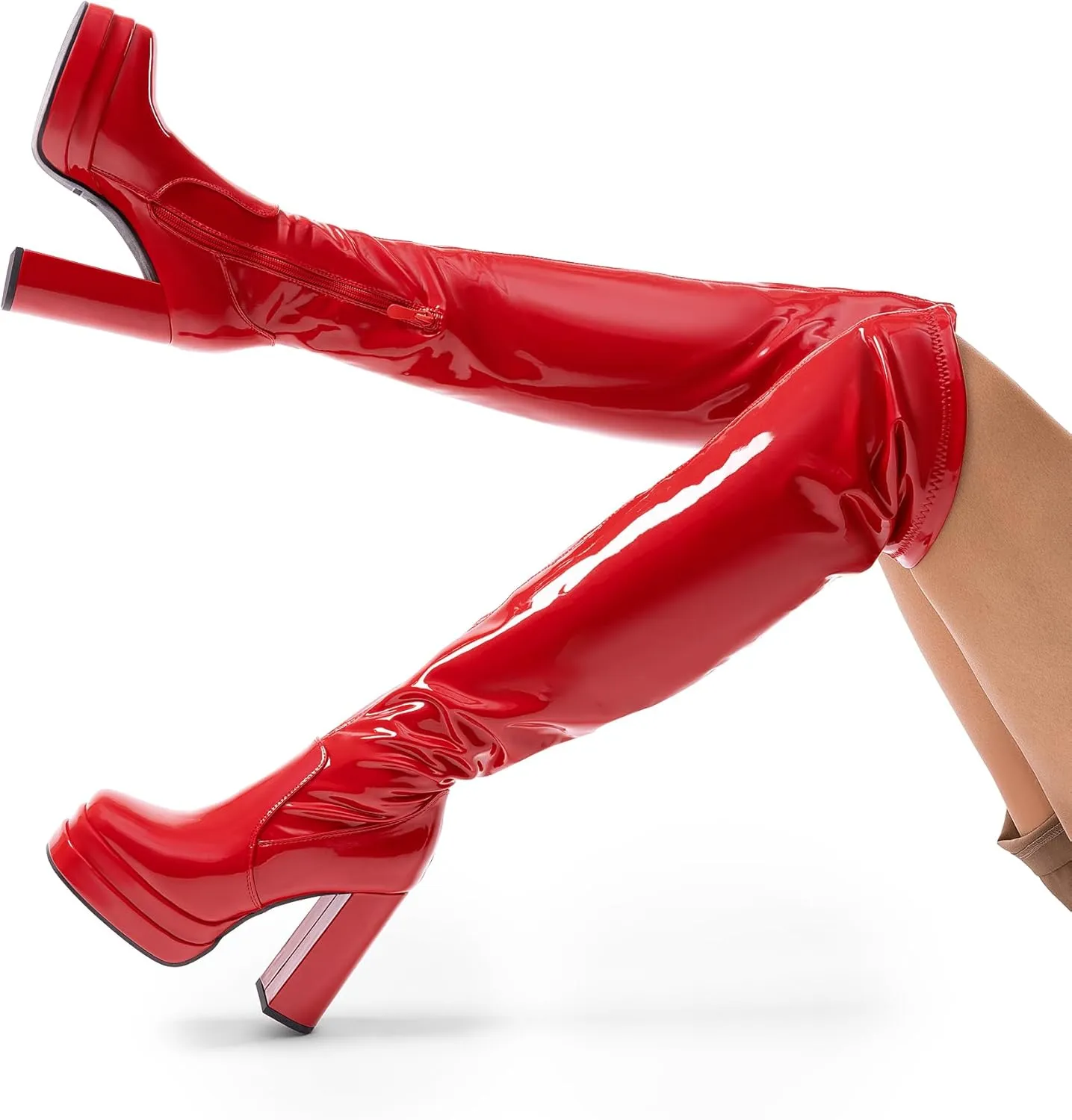 DREAM PAIRS Women's Platform Over The Knee Thigh High Boots Chunky High Heels Square Toe Long Fall Y2K Gogo Boots