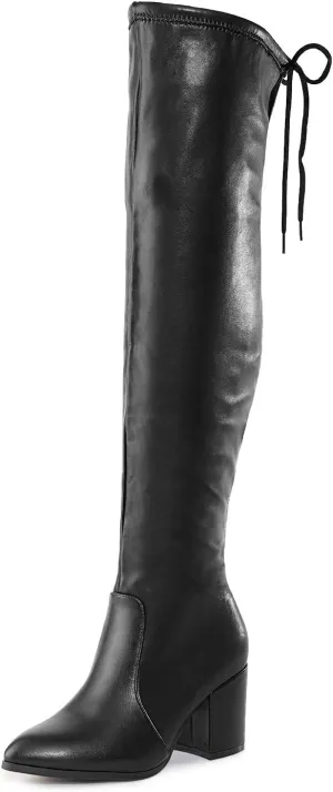 DREAM PAIRS Women’s Thigh High Boots Over the knee Stretch Block Heel Fashion Long Boots